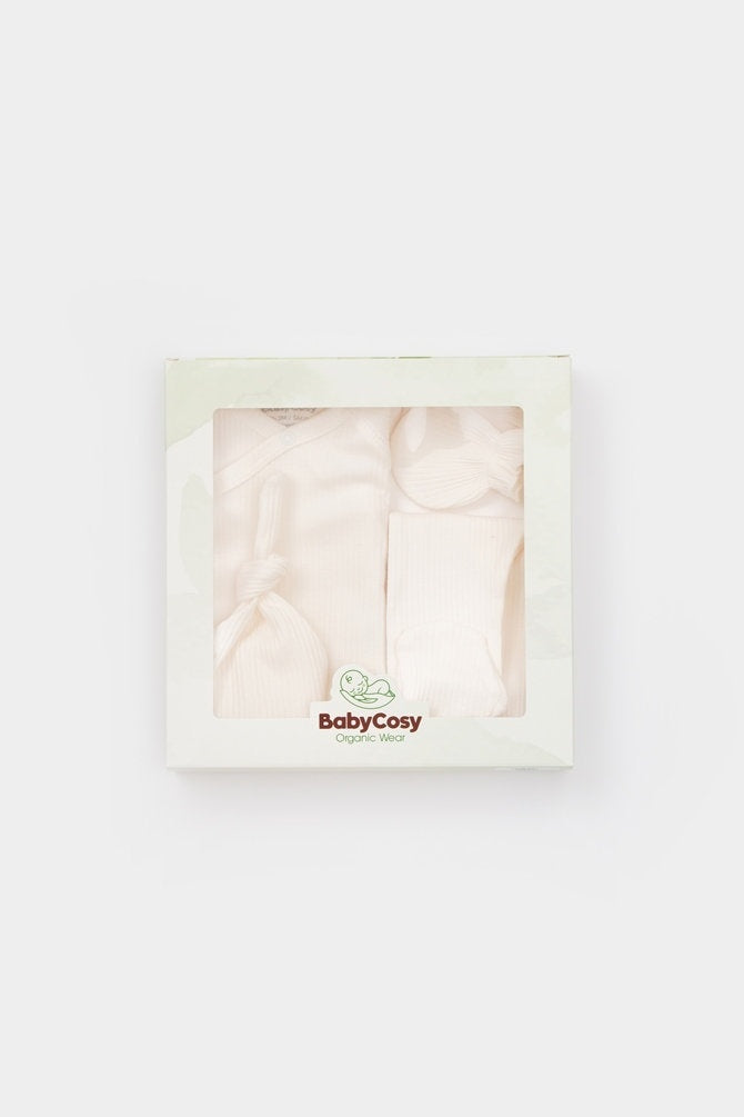 Cutie 4 piese pentru nou nascut - 100% bumbac organic - Verde pal, BabyCosy